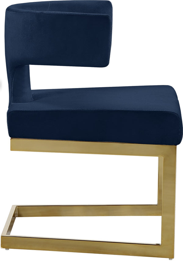 Alexandra Velvet / Engineered Wood / Metal / Foam Contemporary Navy Velvet Dining Chair - 22" W x 22" D x 29" H