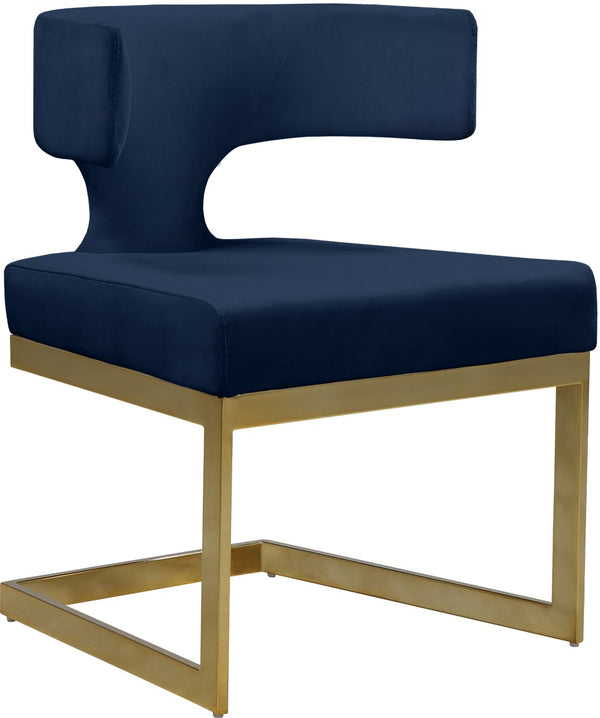 Alexandra Velvet / Engineered Wood / Metal / Foam Contemporary Navy Velvet Dining Chair - 22" W x 22" D x 29" H