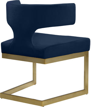 Alexandra Velvet / Engineered Wood / Metal / Foam Contemporary Navy Velvet Dining Chair - 22" W x 22" D x 29" H