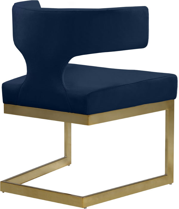 Alexandra Velvet / Engineered Wood / Metal / Foam Contemporary Navy Velvet Dining Chair - 22" W x 22" D x 29" H