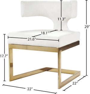 Alexandra Faux Leather / Metal / Engineered Wood / Foam Contemporary White Faux Leather Dining Chair - 22" W x 22" D x 29" H