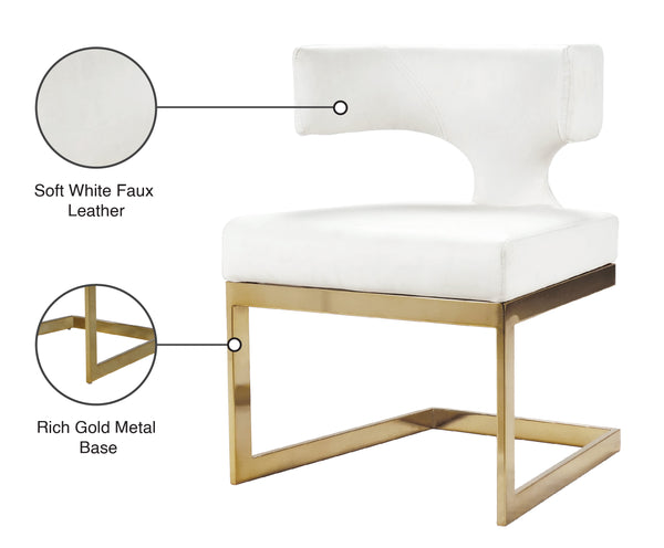 Alexandra Faux Leather / Metal / Engineered Wood / Foam Contemporary White Faux Leather Dining Chair - 22" W x 22" D x 29" H