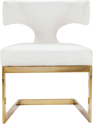 Alexandra Faux Leather / Metal / Engineered Wood / Foam Contemporary White Faux Leather Dining Chair - 22" W x 22" D x 29" H