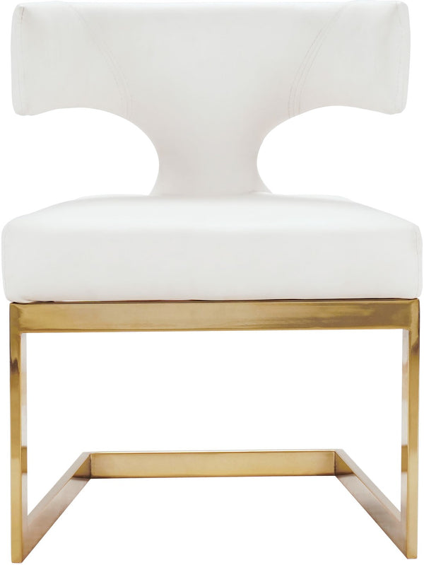 Alexandra Faux Leather / Metal / Engineered Wood / Foam Contemporary White Faux Leather Dining Chair - 22" W x 22" D x 29" H