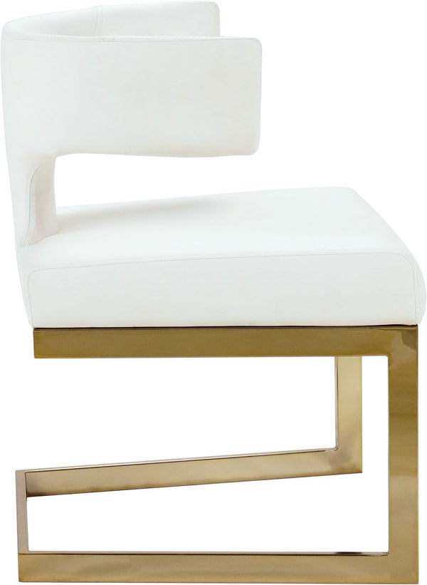 Alexandra Faux Leather / Metal / Engineered Wood / Foam Contemporary White Faux Leather Dining Chair - 22" W x 22" D x 29" H