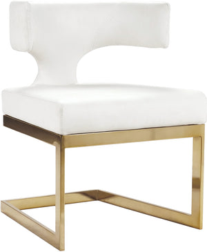 Alexandra Faux Leather / Metal / Engineered Wood / Foam Contemporary White Faux Leather Dining Chair - 22" W x 22" D x 29" H
