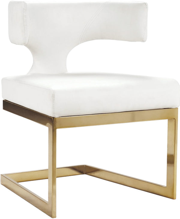Alexandra Faux Leather / Metal / Engineered Wood / Foam Contemporary White Faux Leather Dining Chair - 22" W x 22" D x 29" H