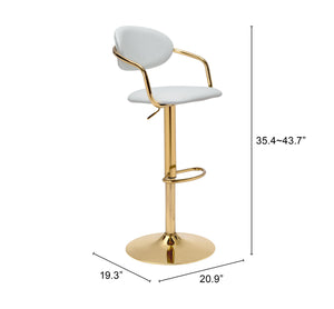 Zuo Modern Gusto 100% Polyurethane, Plywood, Steel Modern Commercial Grade Barstool White, Gold 100% Polyurethane, Plywood, Steel