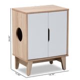 Baxton Studio Romy Mid-Century Modern Two-Tone Oak and White Finished 2-Door Wood Cat Litter Box Cover House