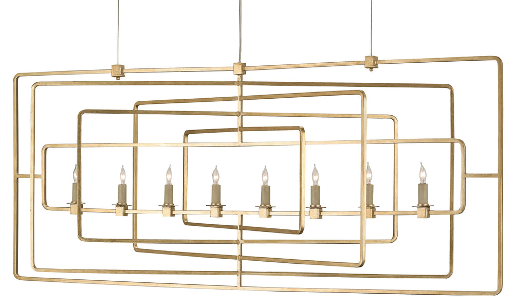 Metro Gold Rectangular Chandelier - Contemporary Elegance with Adjustable Height & Modern Design