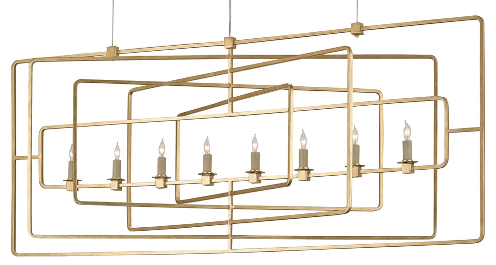 Metro Gold Rectangular Chandelier - Contemporary Elegance with Adjustable Height & Modern Design