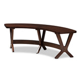 Berlin Mid-Century Modern Walnut Finished Wood Curved Dining Bench