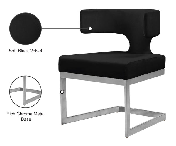 Alexandra Velvet / Engineered Wood / Metal / Foam Contemporary Black Velvet Dining Chair - 22" W x 22" D x 29" H