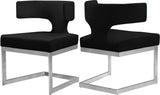 Alexandra Velvet / Engineered Wood / Metal / Foam Contemporary Black Velvet Dining Chair - 22" W x 22" D x 29" H