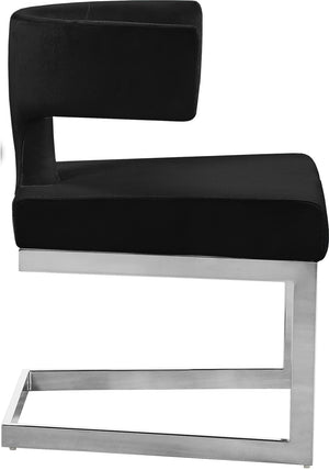 Alexandra Velvet / Engineered Wood / Metal / Foam Contemporary Black Velvet Dining Chair - 22" W x 22" D x 29" H