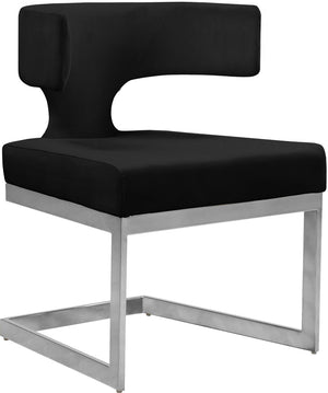 Alexandra Velvet / Engineered Wood / Metal / Foam Contemporary Black Velvet Dining Chair - 22" W x 22" D x 29" H
