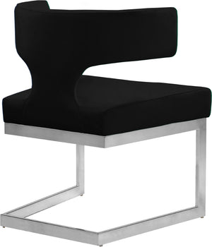 Alexandra Velvet / Engineered Wood / Metal / Foam Contemporary Black Velvet Dining Chair - 22" W x 22" D x 29" H