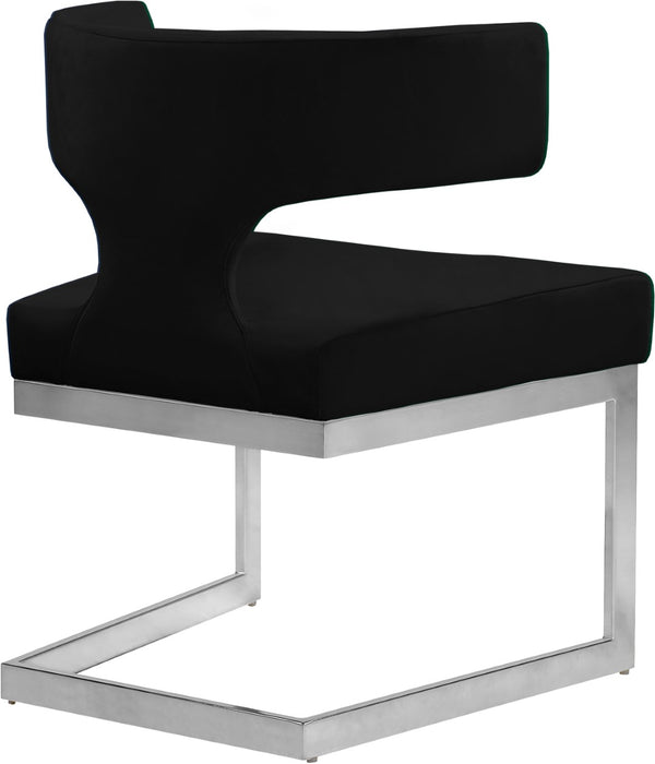 Alexandra Velvet / Engineered Wood / Metal / Foam Contemporary Black Velvet Dining Chair - 22" W x 22" D x 29" H