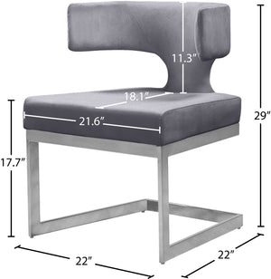 Alexandra Velvet / Engineered Wood / Metal / Foam Contemporary Grey Velvet Dining Chair - 22" W x 22" D x 29" H