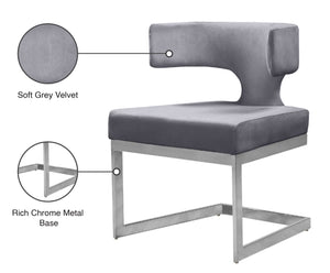 Alexandra Velvet / Engineered Wood / Metal / Foam Contemporary Grey Velvet Dining Chair - 22" W x 22" D x 29" H
