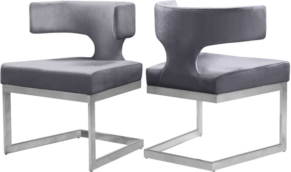 Alexandra Velvet / Engineered Wood / Metal / Foam Contemporary Grey Velvet Dining Chair - 22" W x 22" D x 29" H