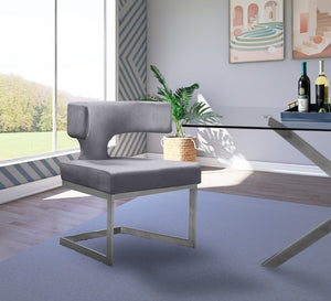 Alexandra Velvet / Engineered Wood / Metal / Foam Contemporary Grey Velvet Dining Chair - 22" W x 22" D x 29" H