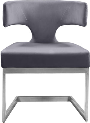 Alexandra Velvet / Engineered Wood / Metal / Foam Contemporary Grey Velvet Dining Chair - 22" W x 22" D x 29" H