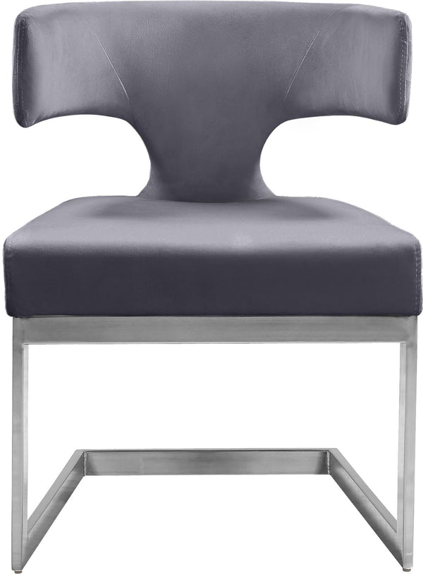 Alexandra Velvet / Engineered Wood / Metal / Foam Contemporary Grey Velvet Dining Chair - 22" W x 22" D x 29" H