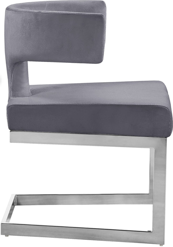 Alexandra Velvet / Engineered Wood / Metal / Foam Contemporary Grey Velvet Dining Chair - 22" W x 22" D x 29" H