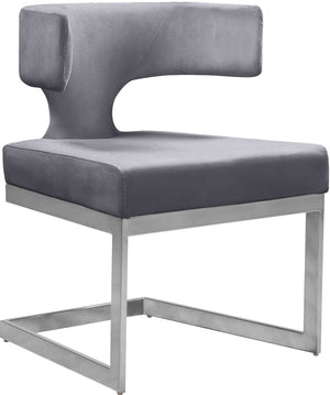 Alexandra Velvet / Engineered Wood / Metal / Foam Contemporary Grey Velvet Dining Chair - 22" W x 22" D x 29" H