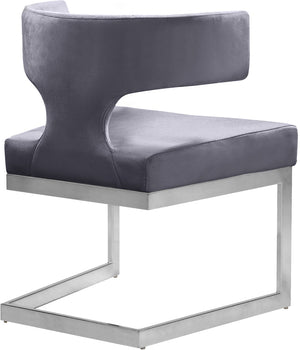 Alexandra Velvet / Engineered Wood / Metal / Foam Contemporary Grey Velvet Dining Chair - 22" W x 22" D x 29" H