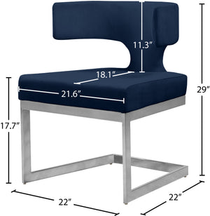 Alexandra Velvet / Engineered Wood / Metal / Foam Contemporary Navy Velvet Dining Chair - 22" W x 22" D x 29" H