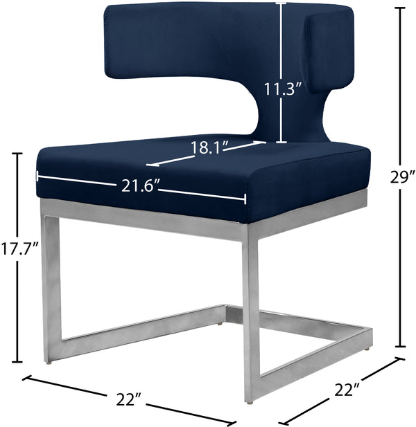 Alexandra Velvet / Engineered Wood / Metal / Foam Contemporary Navy Velvet Dining Chair - 22" W x 22" D x 29" H