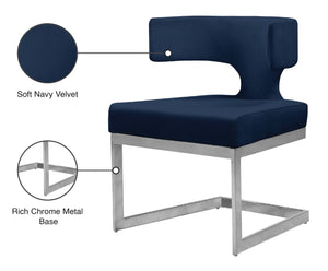 Alexandra Velvet / Engineered Wood / Metal / Foam Contemporary Navy Velvet Dining Chair - 22" W x 22" D x 29" H
