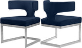 Alexandra Velvet / Engineered Wood / Metal / Foam Contemporary Navy Velvet Dining Chair - 22" W x 22" D x 29" H