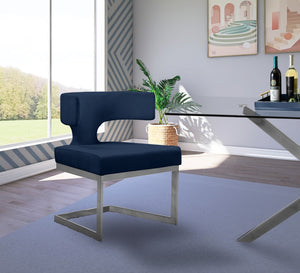 Alexandra Velvet / Engineered Wood / Metal / Foam Contemporary Navy Velvet Dining Chair - 22" W x 22" D x 29" H