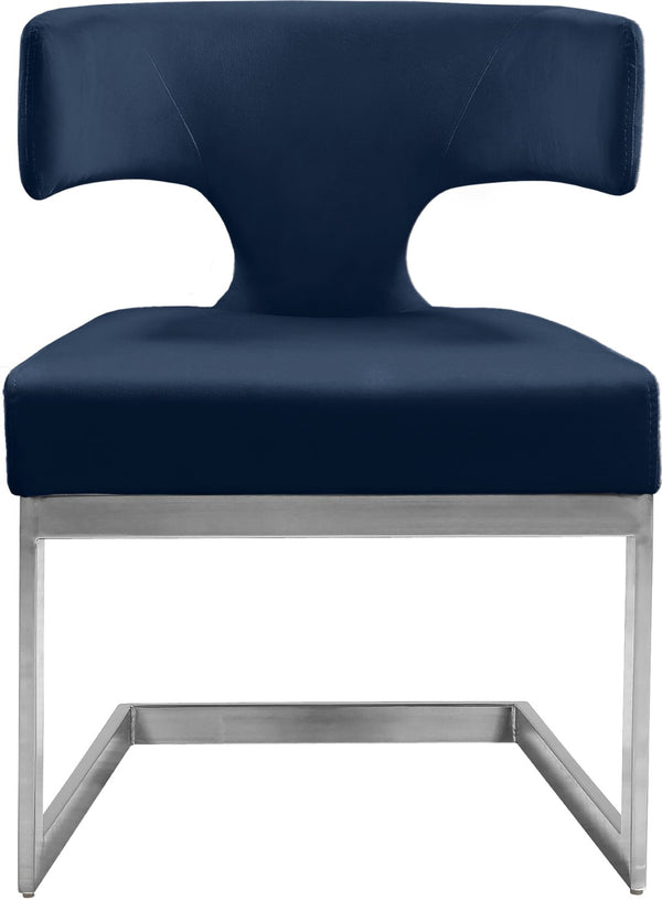 Alexandra Velvet / Engineered Wood / Metal / Foam Contemporary Navy Velvet Dining Chair - 22" W x 22" D x 29" H