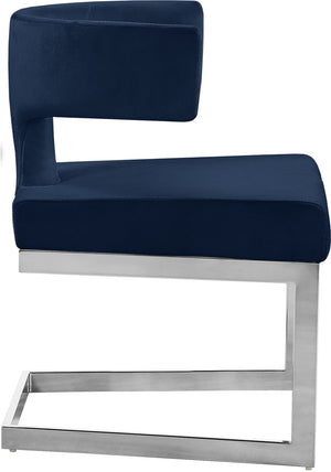 Alexandra Velvet / Engineered Wood / Metal / Foam Contemporary Navy Velvet Dining Chair - 22" W x 22" D x 29" H