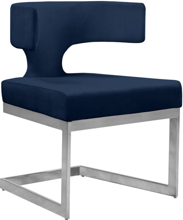 Alexandra Velvet / Engineered Wood / Metal / Foam Contemporary Navy Velvet Dining Chair - 22" W x 22" D x 29" H