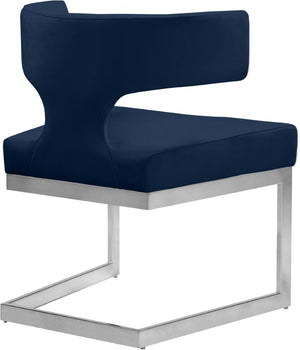 Alexandra Velvet / Engineered Wood / Metal / Foam Contemporary Navy Velvet Dining Chair - 22" W x 22" D x 29" H