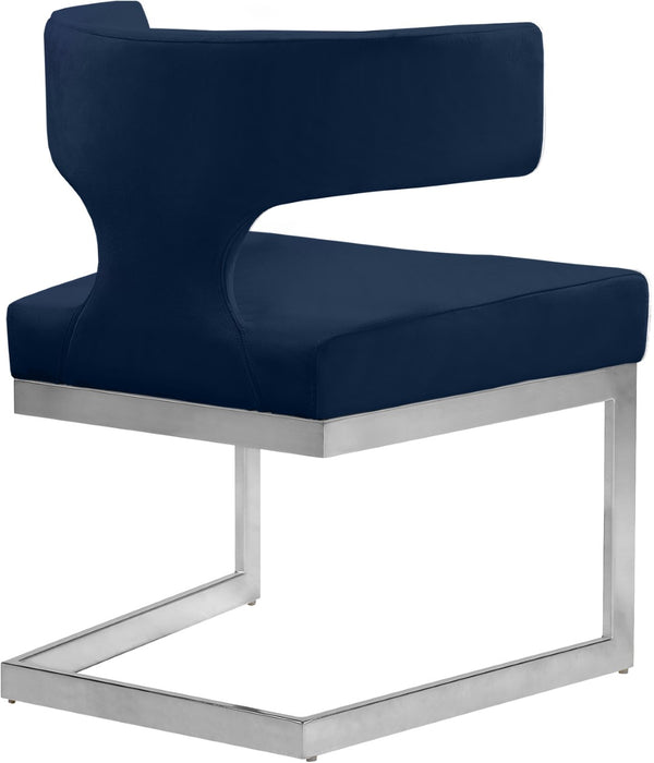 Alexandra Velvet / Engineered Wood / Metal / Foam Contemporary Navy Velvet Dining Chair - 22" W x 22" D x 29" H
