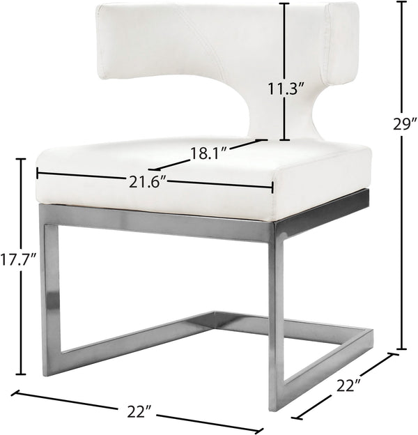 Alexandra Faux Leather / Metal / Engineered Wood / Foam Contemporary White Faux Leather Dining Chair - 22" W x 22" D x 29" H
