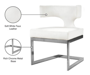 Alexandra Faux Leather / Metal / Engineered Wood / Foam Contemporary White Faux Leather Dining Chair - 22" W x 22" D x 29" H