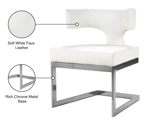 Alexandra Faux Leather / Metal / Engineered Wood / Foam Contemporary White Faux Leather Dining Chair - 22" W x 22" D x 29" H