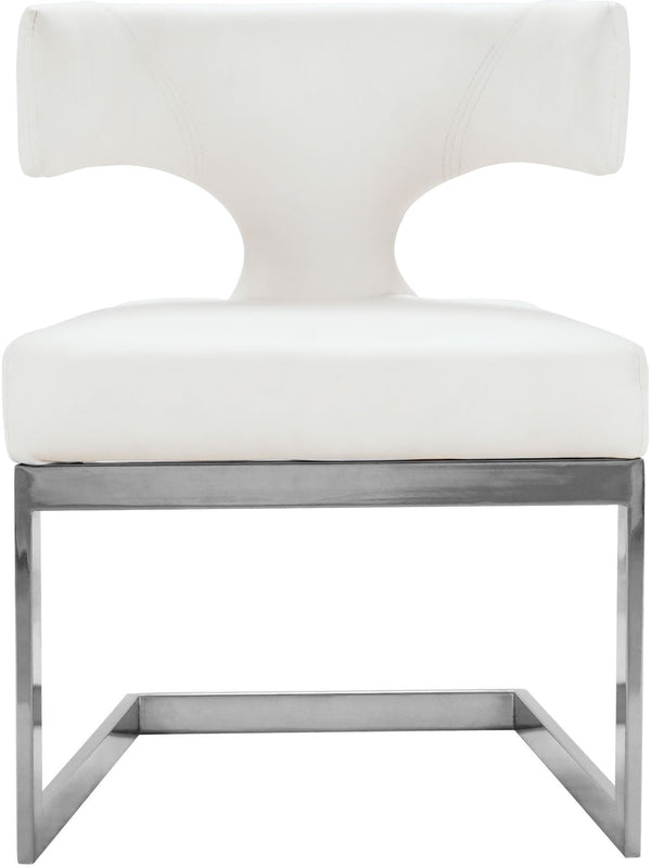 Alexandra Faux Leather / Metal / Engineered Wood / Foam Contemporary White Faux Leather Dining Chair - 22" W x 22" D x 29" H