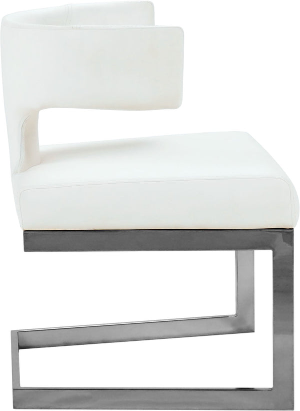 Alexandra Faux Leather / Metal / Engineered Wood / Foam Contemporary White Faux Leather Dining Chair - 22" W x 22" D x 29" H