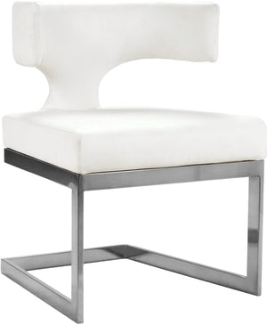 Alexandra Faux Leather / Metal / Engineered Wood / Foam Contemporary White Faux Leather Dining Chair - 22" W x 22" D x 29" H