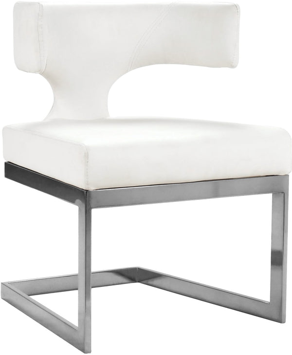 Alexandra Faux Leather / Metal / Engineered Wood / Foam Contemporary White Faux Leather Dining Chair - 22" W x 22" D x 29" H