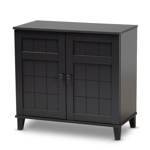 Baxton Studio Glidden Modern and Contemporary Dark Grey Finished 4-Shelf Wood Shoe Storage Cabinet