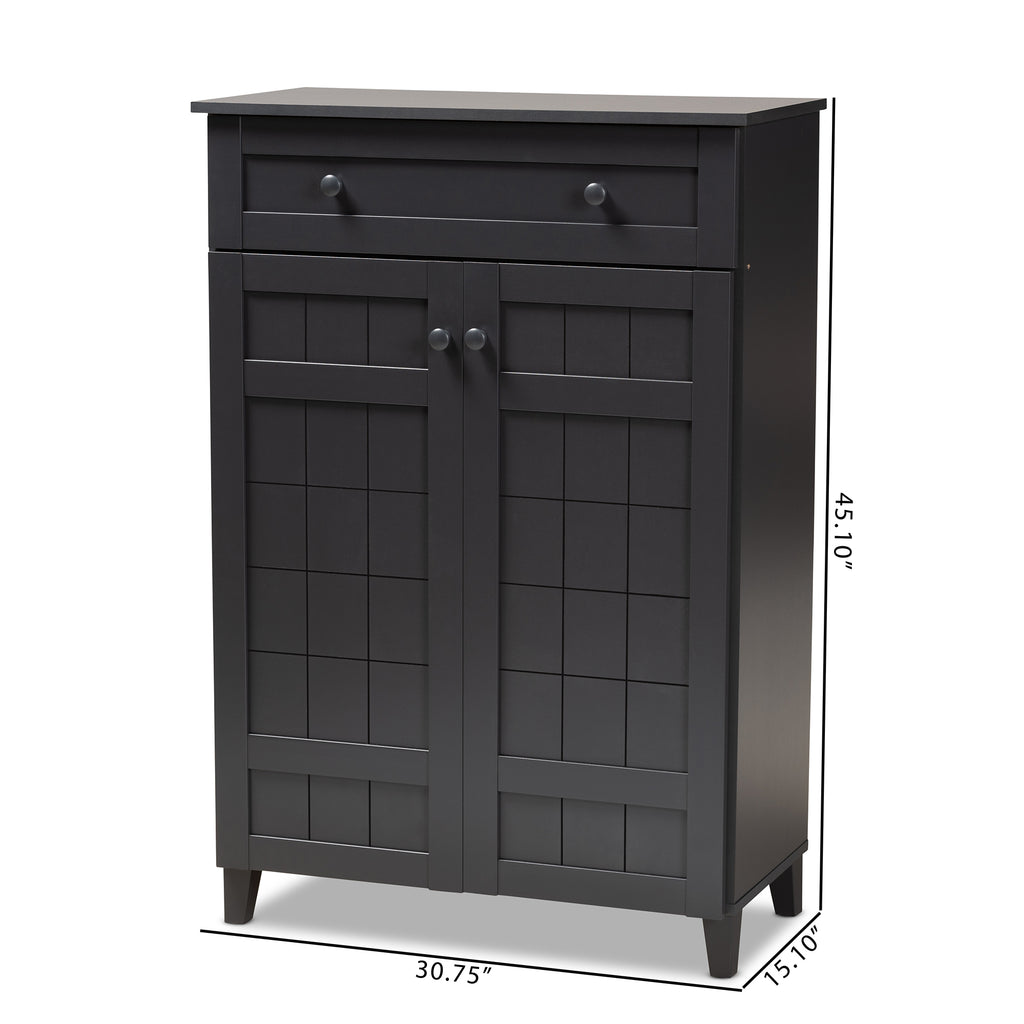 Glidden Modern Contemporary Dark Grey Wood Shoe Storage Cabinet